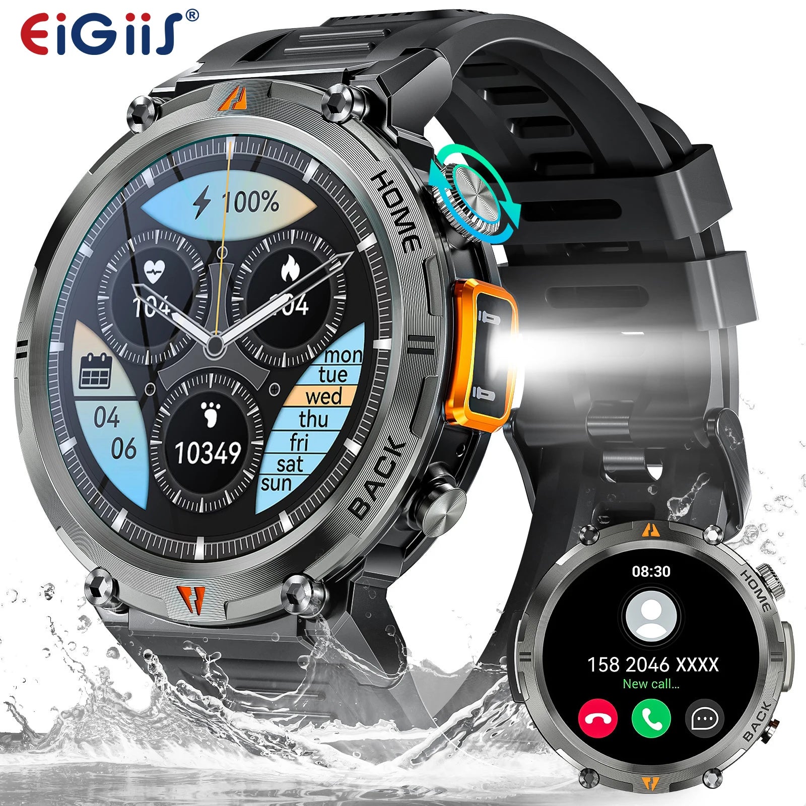 EIGIIS KE3 2025 New Bluetooth Call smartwatch for men Full Touch Screen With Health Monitor heart rate Flashlight Smart watch S24b48031f621404cb9467bfbecbf689ad Red, White and Blue Products Store